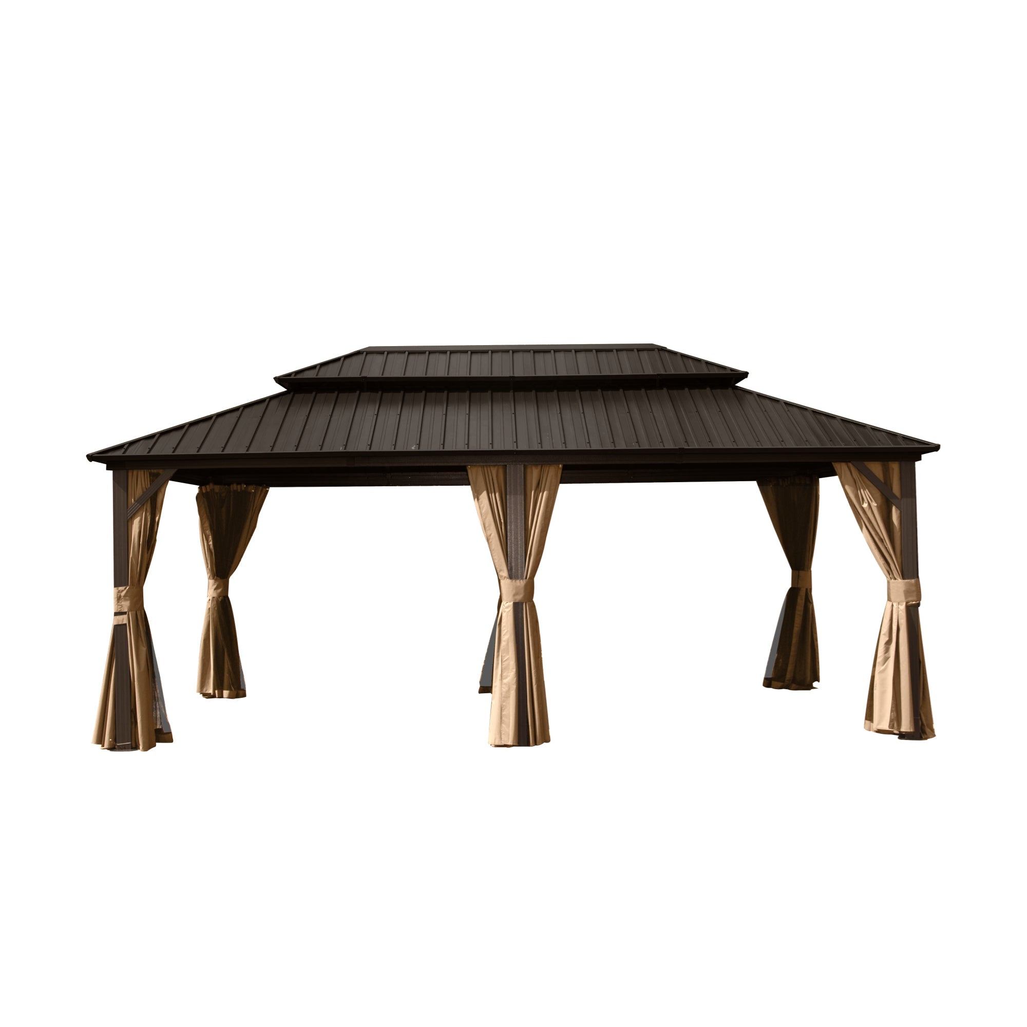 12' X 20' Hardtop Gazebo with Galvanized Steel Double Roof Canopy