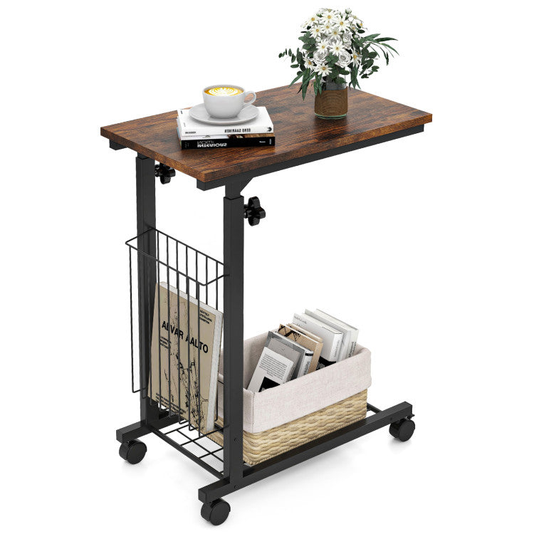 4-Piece Industrial Living Room Set: Fireplace TV Stand + 3-Tier Industrial Style Coffee Table + 71 Inch Freestanding Hall Tree + Adjustable C-shape Sofa Side Table